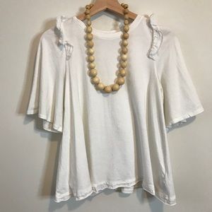 Anthropologie white frill tee